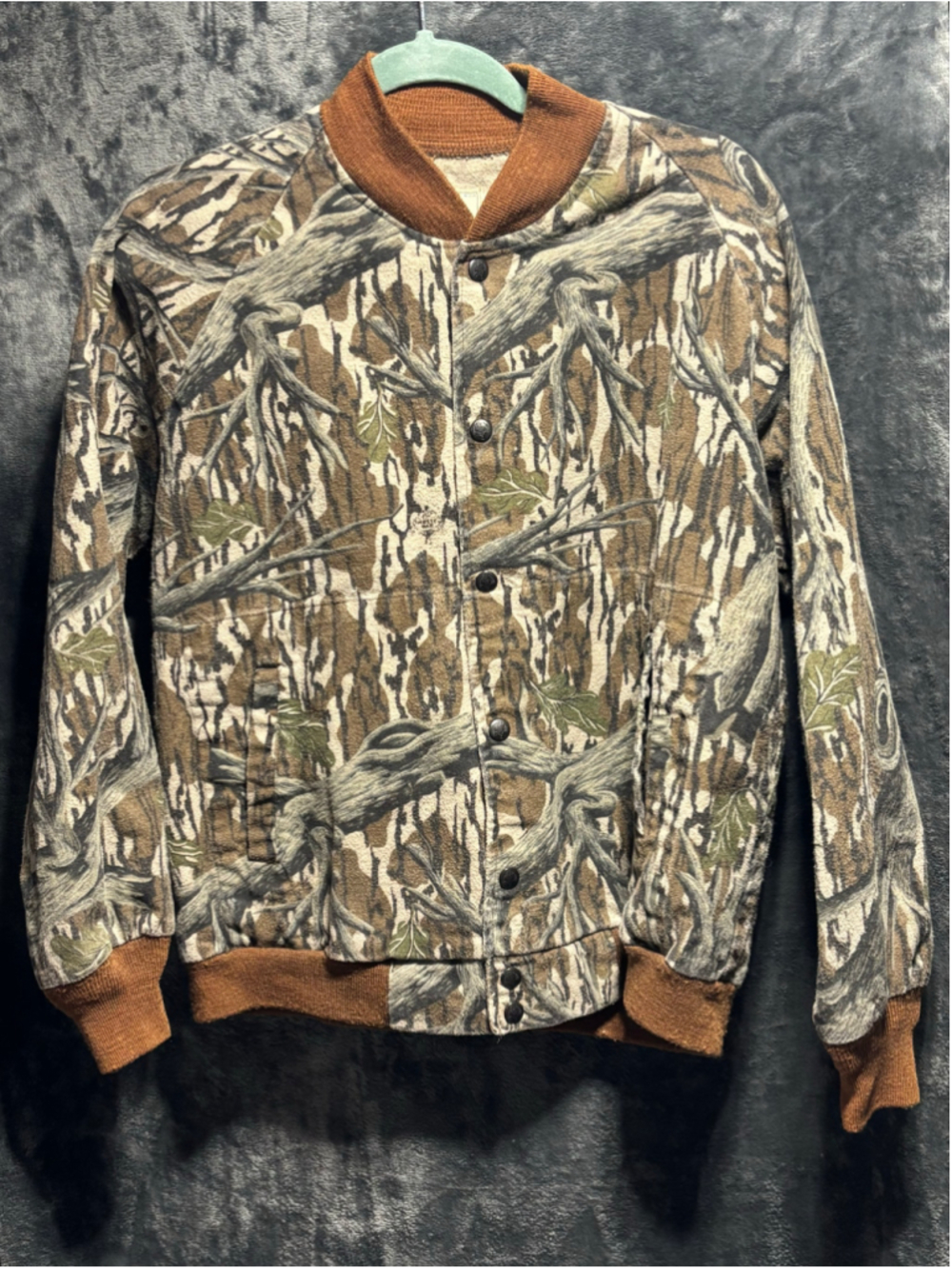 Vintage Mossy Oak Treestand Camo Gorpcore Bomber Jacket Men's Small GUC